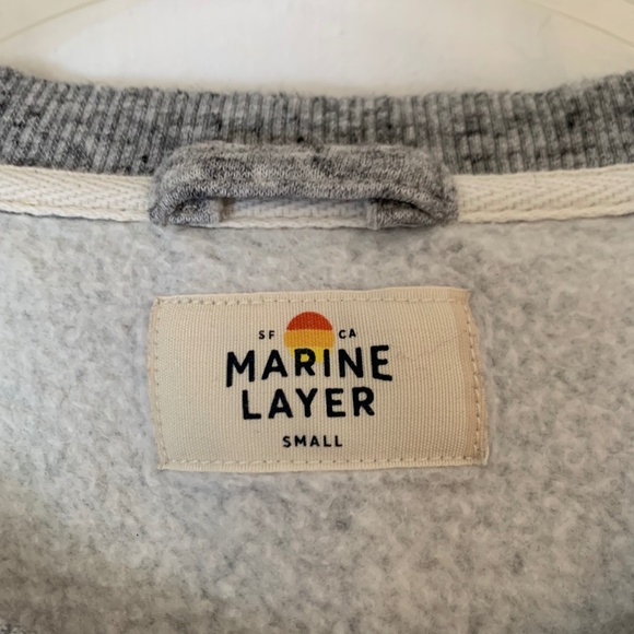Marine Layer "Banks Crewneck" light heather gray sweatshirt - Picture 3 of 7